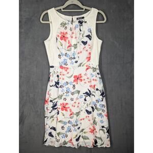YuLinGe Dress Size 8 White Floral Sleeveless Lined
